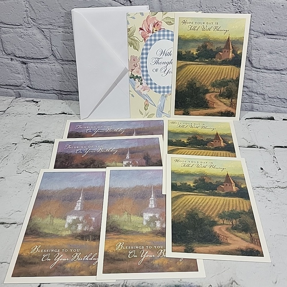 Vintage Dayspring Greeting‎ Cards Happy Birthday Blessings Art Lot Of 8